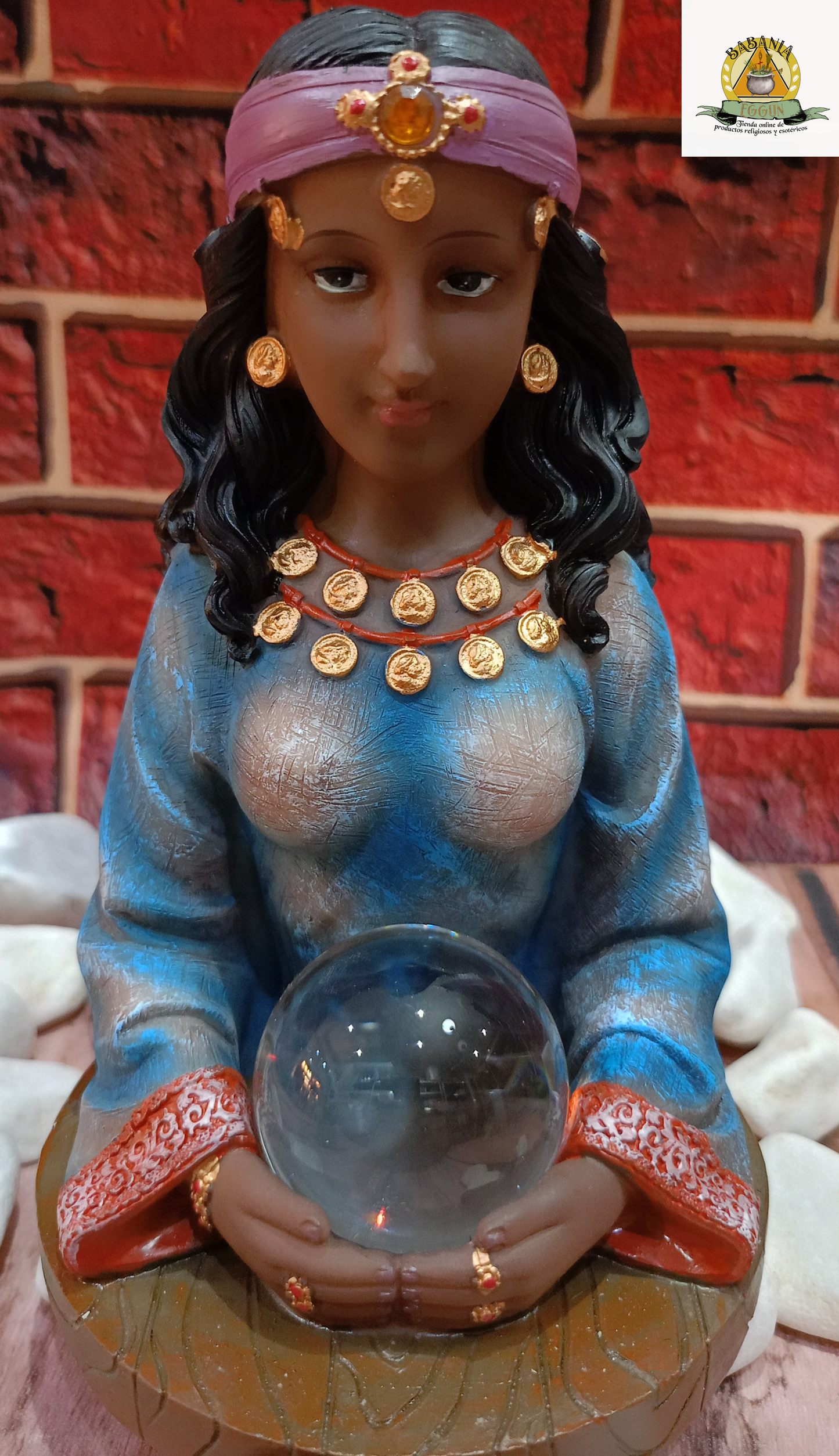 BUSTO GITANA CON BOLA DE CRISTAL 16 CM