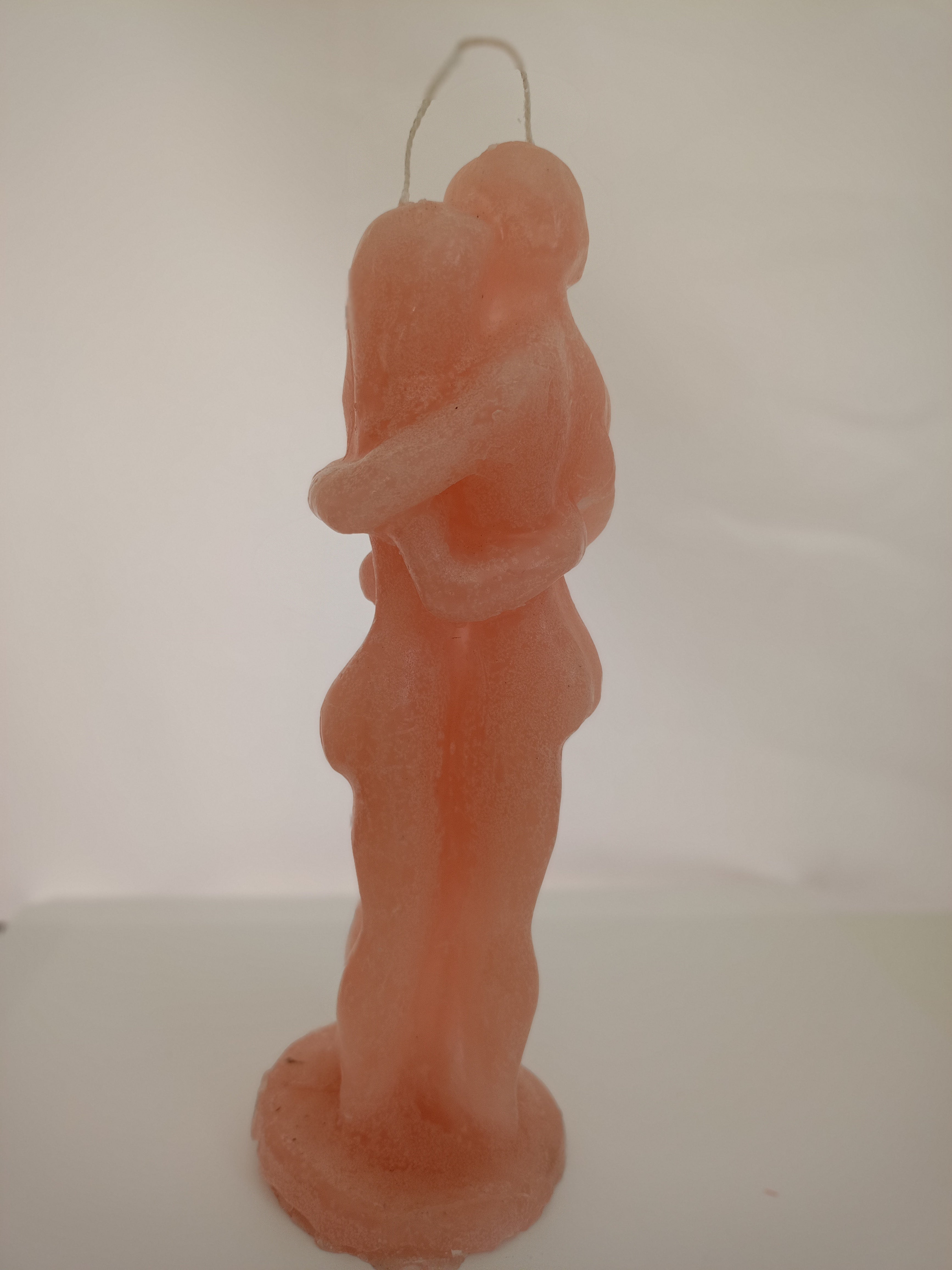 CANDELA COPPIA INTRECCIATA ROSA 20 cm