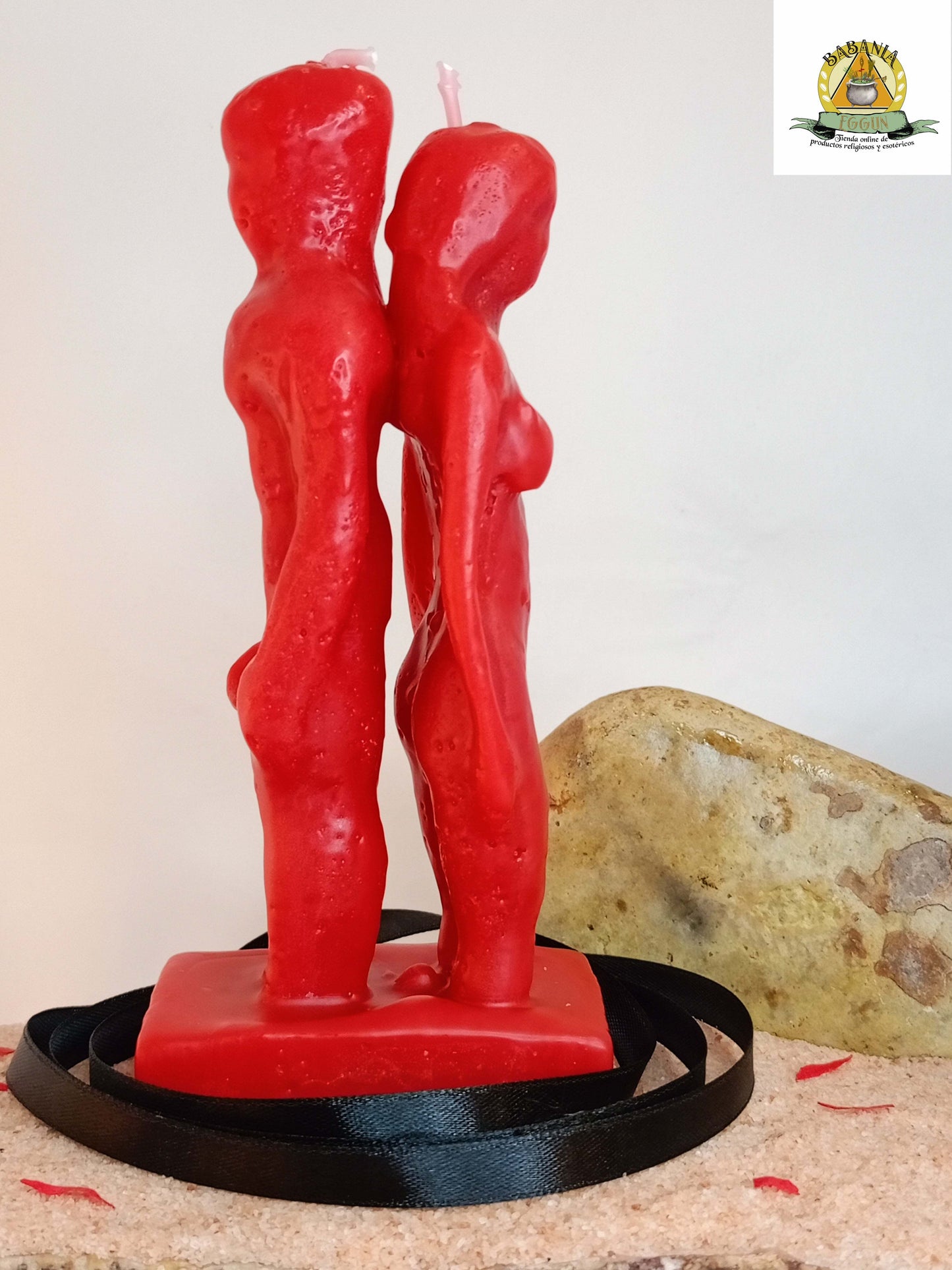 VELA PAREJA SEPARACION HOMBRE-MUJER 14cm (rojo)