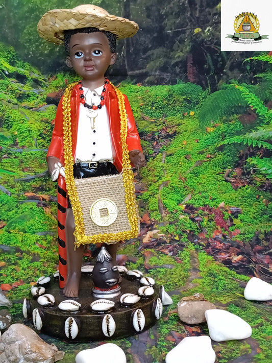 ESTATUA BEBE ELEGGUA 26 CM CON BASE MORRAL Y SOMBRERO